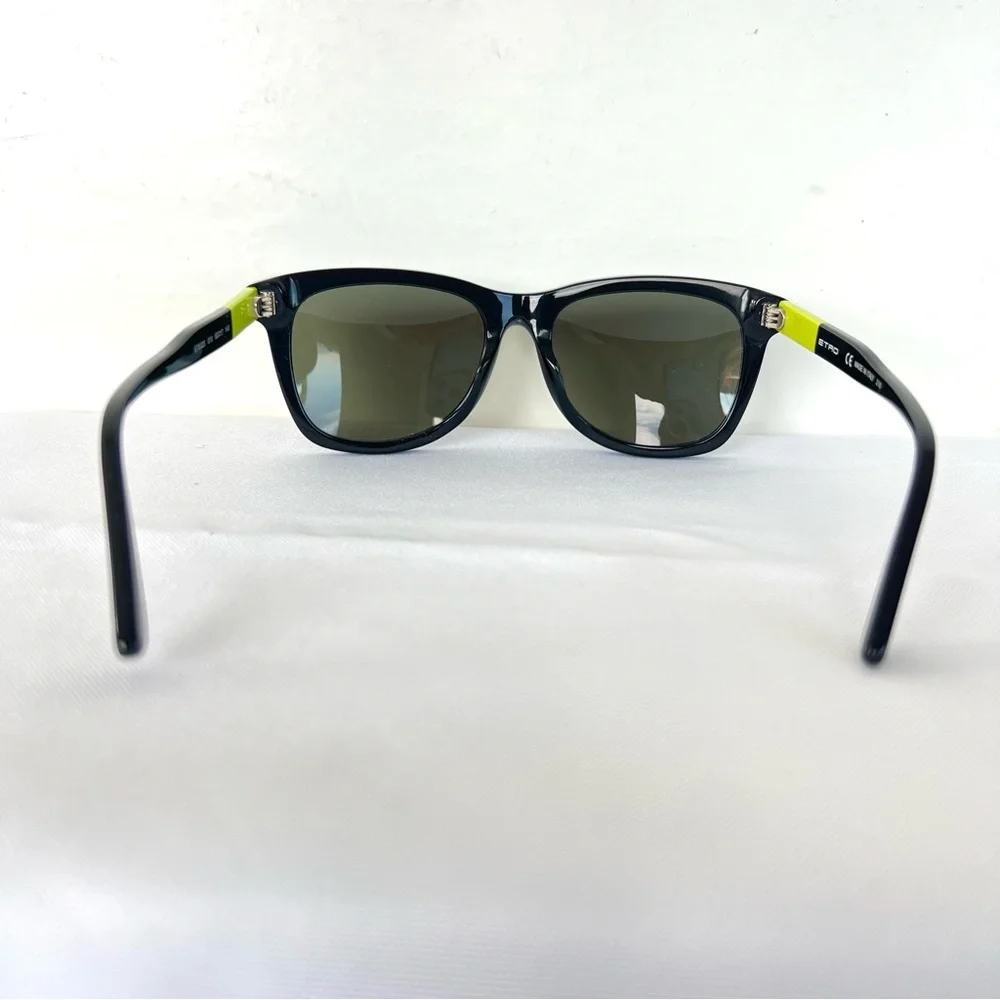 ETRO ET632S 010 Black Cat Eye Style Lenses Black Neon Green Frame Sunglasses